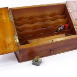 A Victorian walnut stationery box, width 36cm