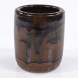 A St Ives Studio pottery tenmoku glaze beaker/vase (Bernard Leach connection), height 18cm