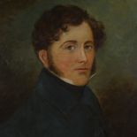 Early 19th century oil on canvas, half length portrait of Wintrop Baldwin Sealy, unsigned, inscribed