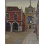 William Narraway, oil on canvas, view towards Rye church, signed, 16" x 12", framed