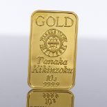 A 24ct gold Tanaka Kikinzoku rectangular ingot, length 27mm, 10g