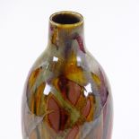 A large handmade Studio pottery vase with brown streak glaze, height 35.5cm