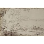 Hugh Grecian Williams (1773 - 1829), early 19th century view of Lyon France, pen and ink, 11" x 35",