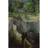 20th century Welsh School, oil on board, slate quarry North Wales 1972, 27" x 19", framed