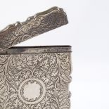 A Victorian silver card case, with all over foliate engraved decoration, by Frederick Marson,