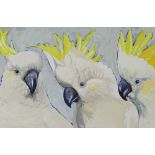 Clive Fredriksson, oil on canvas, parrots, 11.5" x 36", framed