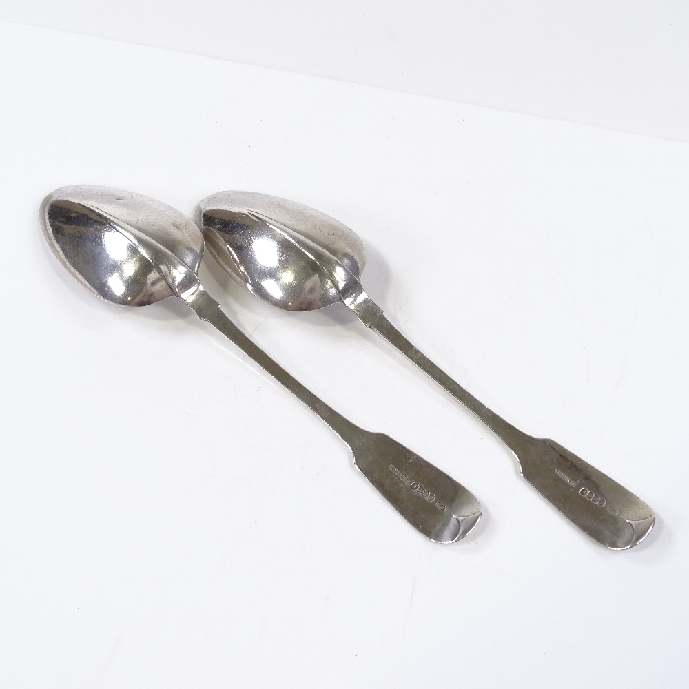 A pair of George IV Irish silver Fiddle pattern serving spoons, by Christopher Eades, hallmarks - Image 3 of 3