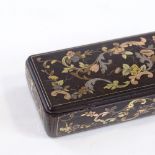 A Victorian tortoiseshell gold and silver inlaid snuffbox, length 6.5cm