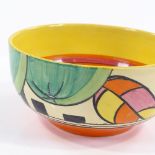 A Clarice Cliff Bizarre Fantasque bowl, hand painted geometric decoration, diameter 15cm