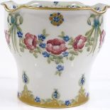 A Macintyre Moorcroft planter with trailing rose design and gilded edge, height 17cm, diameter 20cm