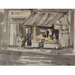 Gordon, watercolour, Talby's Fish Shop Camden High Street, signed and dated 1962, 15" x 19", framed