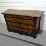 An Italian 18th century walnut 4-drawer commode, all over marquetry and parquetry inlaid decoration,