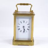 A French gilt-brass cased carriage clock, 8-day striking movement, case height 11.5cm