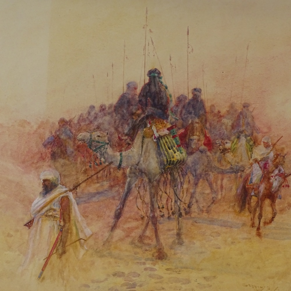 Seppings Wright, watercolour, camel riders, signed, 20" x 25", framed