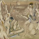 Frederick Hinchliff (1894 - 1962), mixed media on paper, confidences (motif for mural), signed and