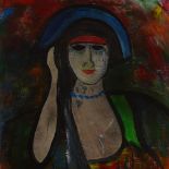 Posla, oil on board, portrait of a woman, signed and dated 1988, 23" x 18", framed
