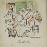 Frank Humphris, watercolour, cartoon, the truth about operation, sheet size 13.5" x 11", framed