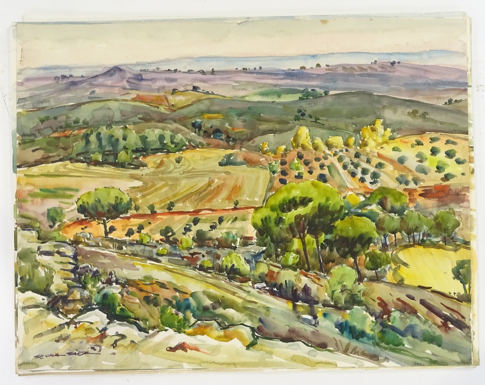 Sevilla Saez (born 1922), folder of watercolours, Continental landscapes, 20" x 25" (7) - Image 6 of 8