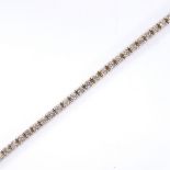 A 14ct gold diamond tennis line bracelet, set with 50 round diamonds, each approx 0.05ct, total