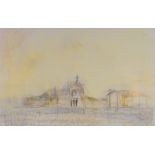 Limited edition colour print, approaching Venice, indistinctly signed in pencil, image 17" x 27",