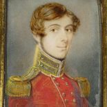 An early 19th century miniature watercolour on ivory, portrait of Lieutenant General Sir Arthur