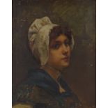 Late 19th century, oil on canvas, portrait of a Continental girl, indistinctly signed Ludovic?,