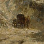 Charly Leonard (1894 - 1953), oil on board, circa 1920, horse drawn carriage in mountainous