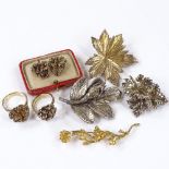 Various silver-gilt jewellery, including some by Flora Danica (7)