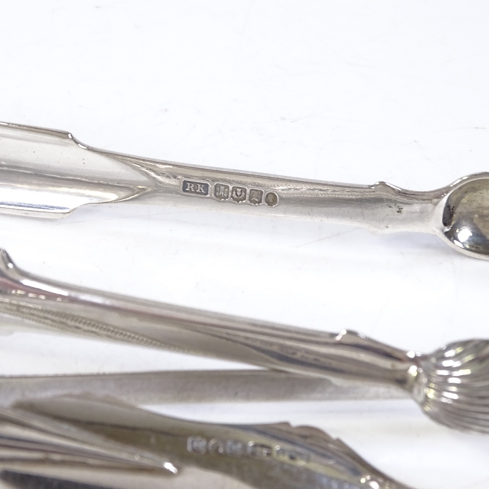 A pair of Georgian silver sugar tongs, hallmarks London 1803, a pair of Scottish silver shell-end - Image 6 of 9