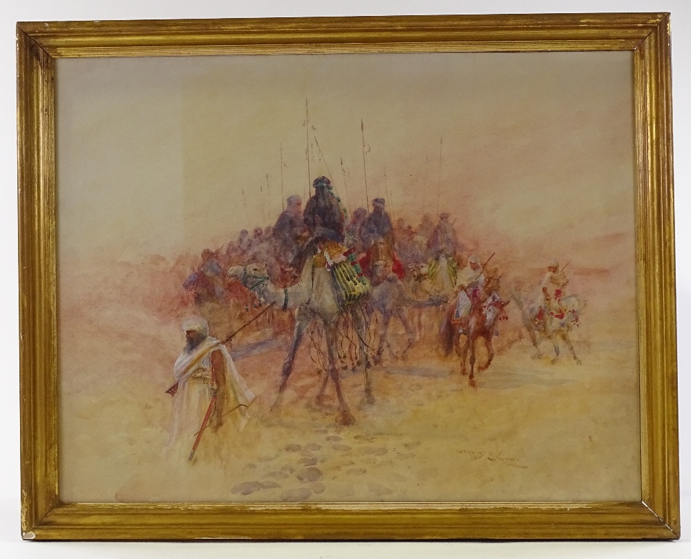 Seppings Wright, watercolour, camel riders, signed, 20" x 25", framed - Image 3 of 4