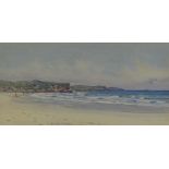 Edith Toms (Australian), watercolour, beach scene, signed and dated 1917, 8.5" x 17", framed