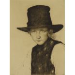 Etching, circa 1900, portrait of girl, indistinctly signed in pencil, plate size 10.5" x 8.5",