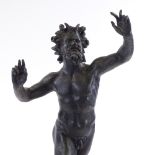 A 19th century patinated bronze sculpture, Greek/Roman Classical dancing figure, unsigned, on