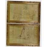 A pair of 19th century ink drawings, copies of illustrations from the Canon of Medicine,