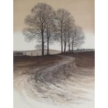 Kathleen Caddick, 2 coloured etchings, rural landscapes, signed in pencil, largest plate size 16.