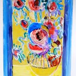 Maureen Connett, acrylic on perspex, sunflowers, 13" x 9", unframed