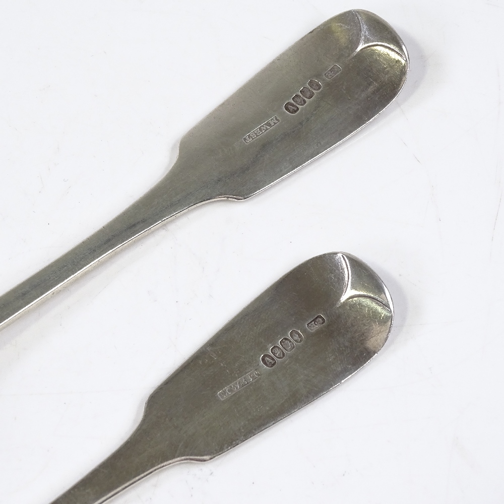 A pair of George IV Irish silver Fiddle pattern serving spoons, by Christopher Eades, hallmarks - Image 2 of 3