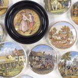 A collection of Victorian Prattware pot lids