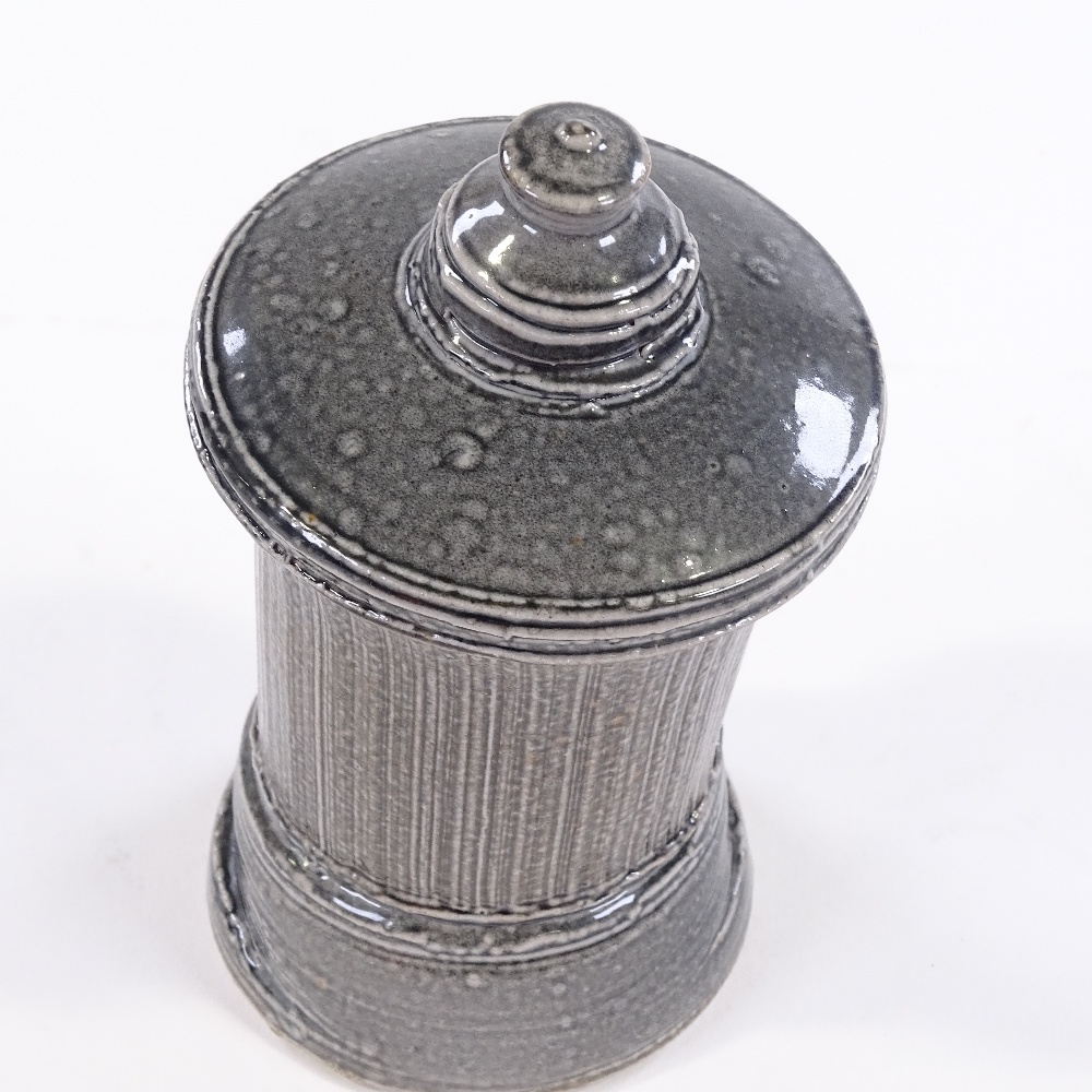 Walter Keeler (British born 1942), grey extruded and leaning storage jar, impressed maker's mark, - Image 2 of 3