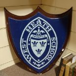 A hand painted wood name plaque for West Heath School (Princess Diana's school from 1973 - 1978),