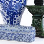A group of Chinese porcelain items, including a green glazed porcelain table centre candle stand,