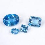 4 unmounted blue topaz stones, including oval and cushion-cut (4)