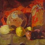 Frank Archer (1912 - 1995), oil on board, still life with lemons, 16" x 15.5", framed