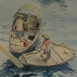 W Breitling, watercolour, Chinese boats, inscribed Aberdeen 59, signed, 24" x 16", framed