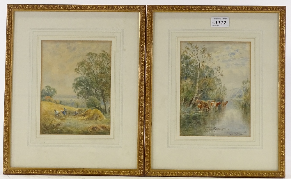 Henry Kinnaird (1880 - 1908), pair of watercolours, rural landscapes, 8" x 5.5", framed - Image 3 of 5