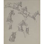 Anton Lock (born 1893), group of pen and ink horse studies, signed, 8.5" x 7", framed