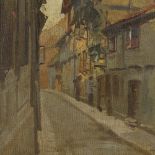 Fritz Genutat, oil on canvas laid on board, alt gasse, signed and dated 1897, 18" x 12", framed