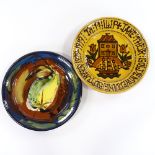 Mary Wondrausch OBE (1923 - 2016), Slipware golden wedding charger, and a fruit decorated charger,