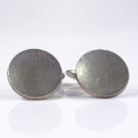 A pair of Danish sterling silver Georg Jensen circular disc cufflinks, of plain form, diameter 19.