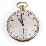 CYMA - a 9ct gold open-face top-wind pocket watch, with Deco Arabic numerals and subsidiary